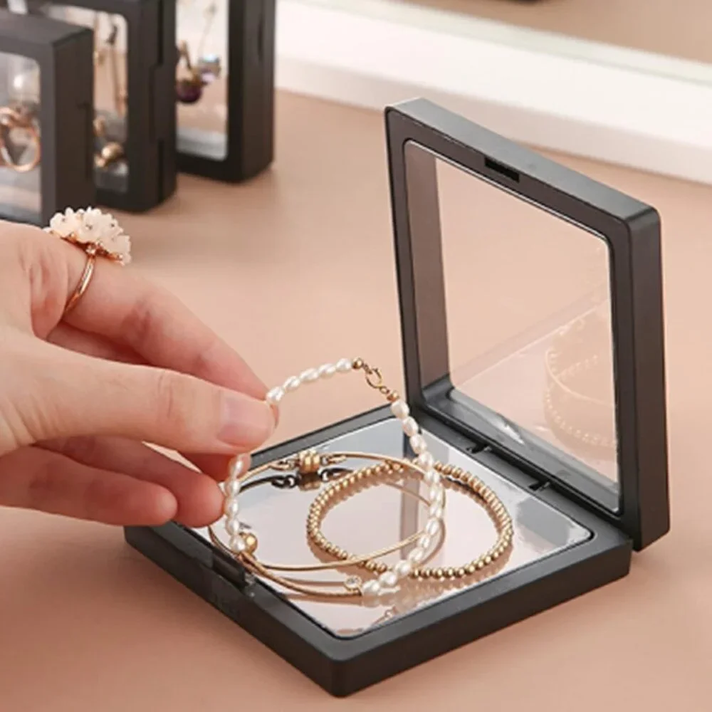 NWOT - 5 3D Floating Jewelry Display Case Set , 3.5" Display Case Pink Or Black! - Picture 8 of 11